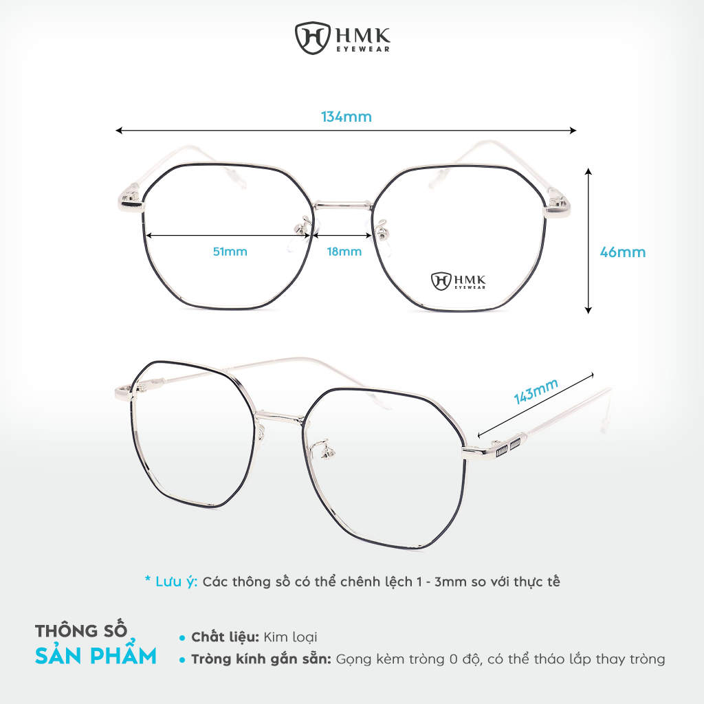 Gọng Kính Đa Giác Kim Loại HMK Eyewear – KL66058