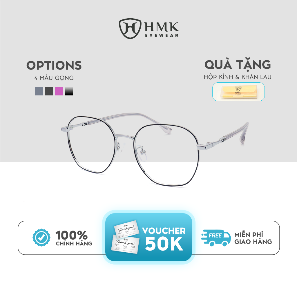 Gọng Kính Cận Kim Loại Form Đa Giác HMK Eyewear – KL90032