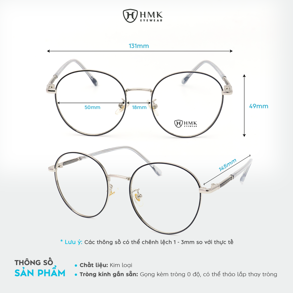 Gọng Kính Kim Loại Dáng Tròn HMK Eyewear – KL69022