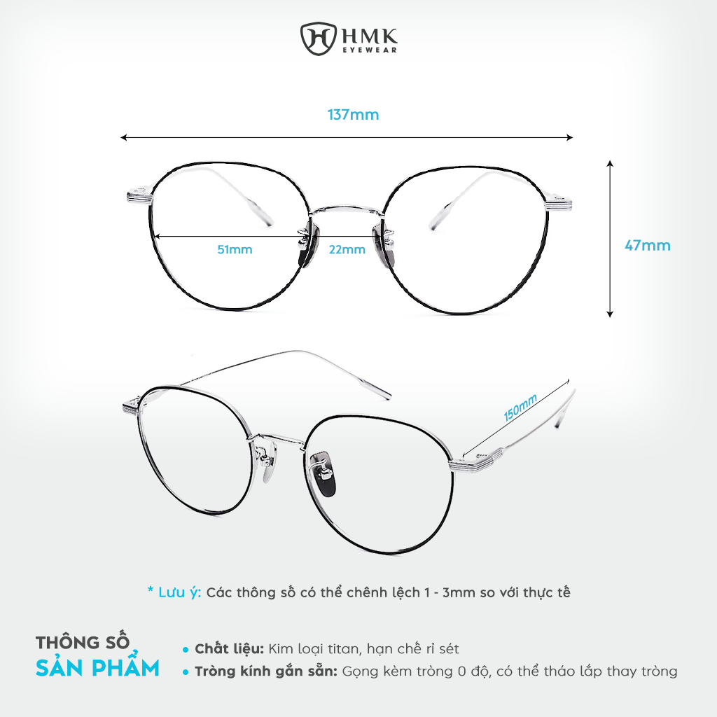 Gọng Kính Kim Loại HMK Eyewear – KL80807