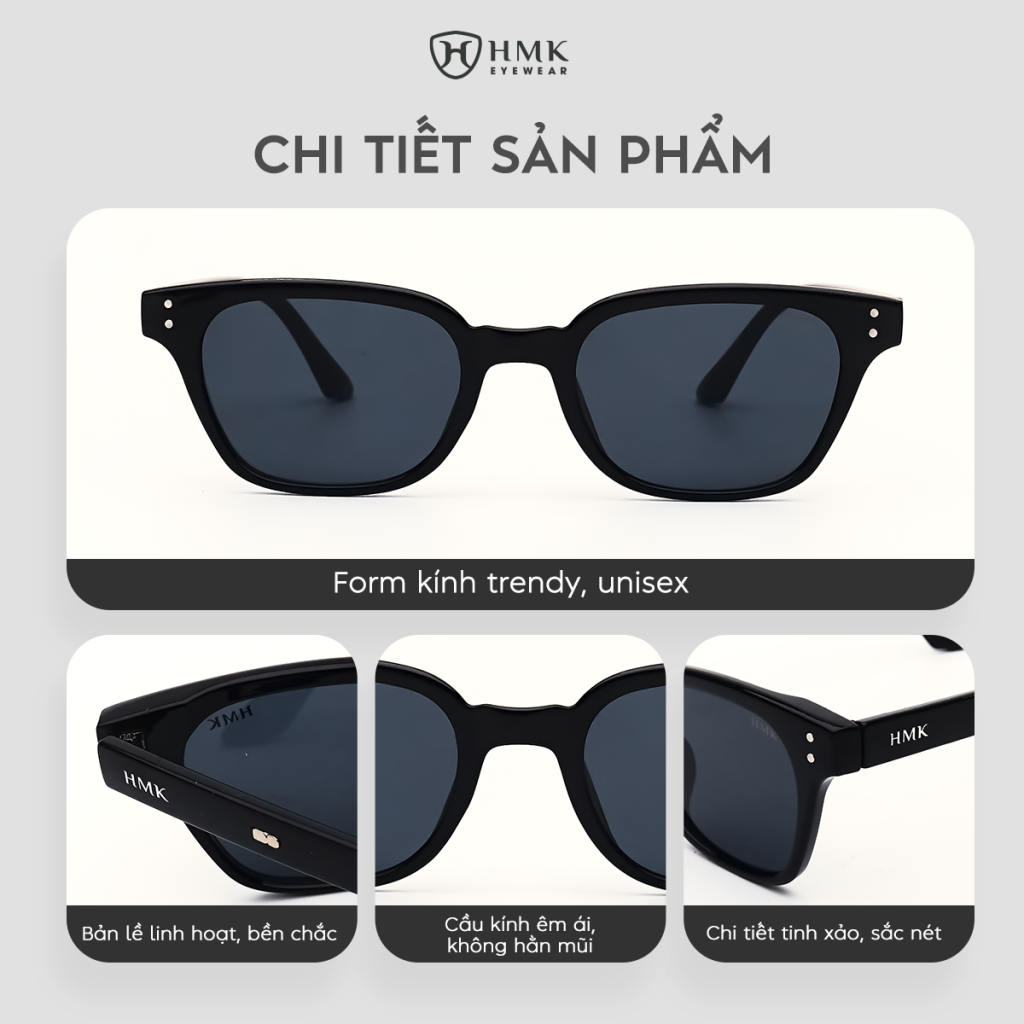 Kính Râm Nữ HMK Eyewear Thời Trang Nhiều Màu Chống Tia UV Bảo Vệ Mắt – KM627 x GN627