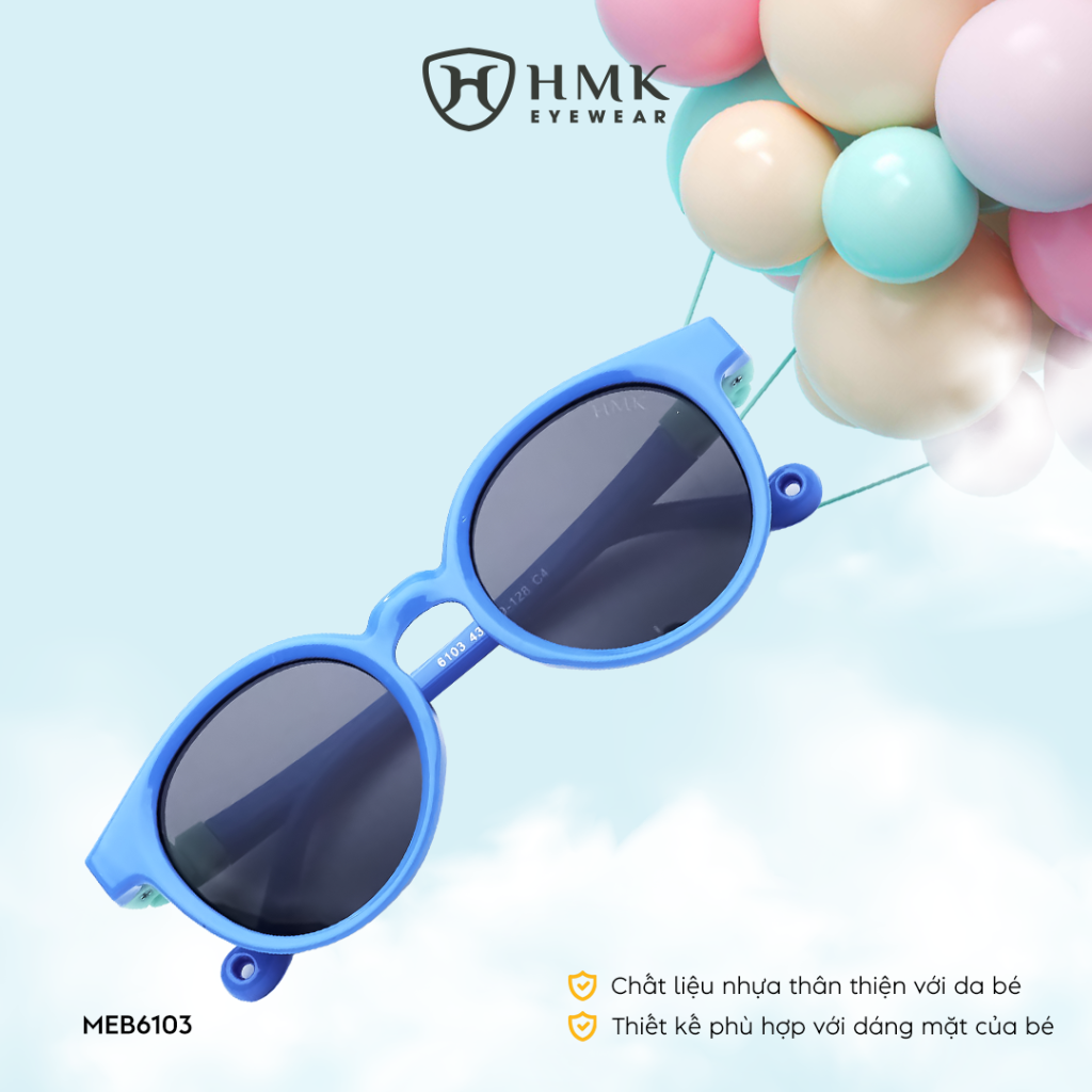 Kính Mát Trẻ Em HMK Eyewear Dáng Tròn Nhựa An Toàn Lò Xo Cho Bé Chống Tia UV Bảo Vệ Mắt Dễ Thương Đáng Yêu – MEB6103