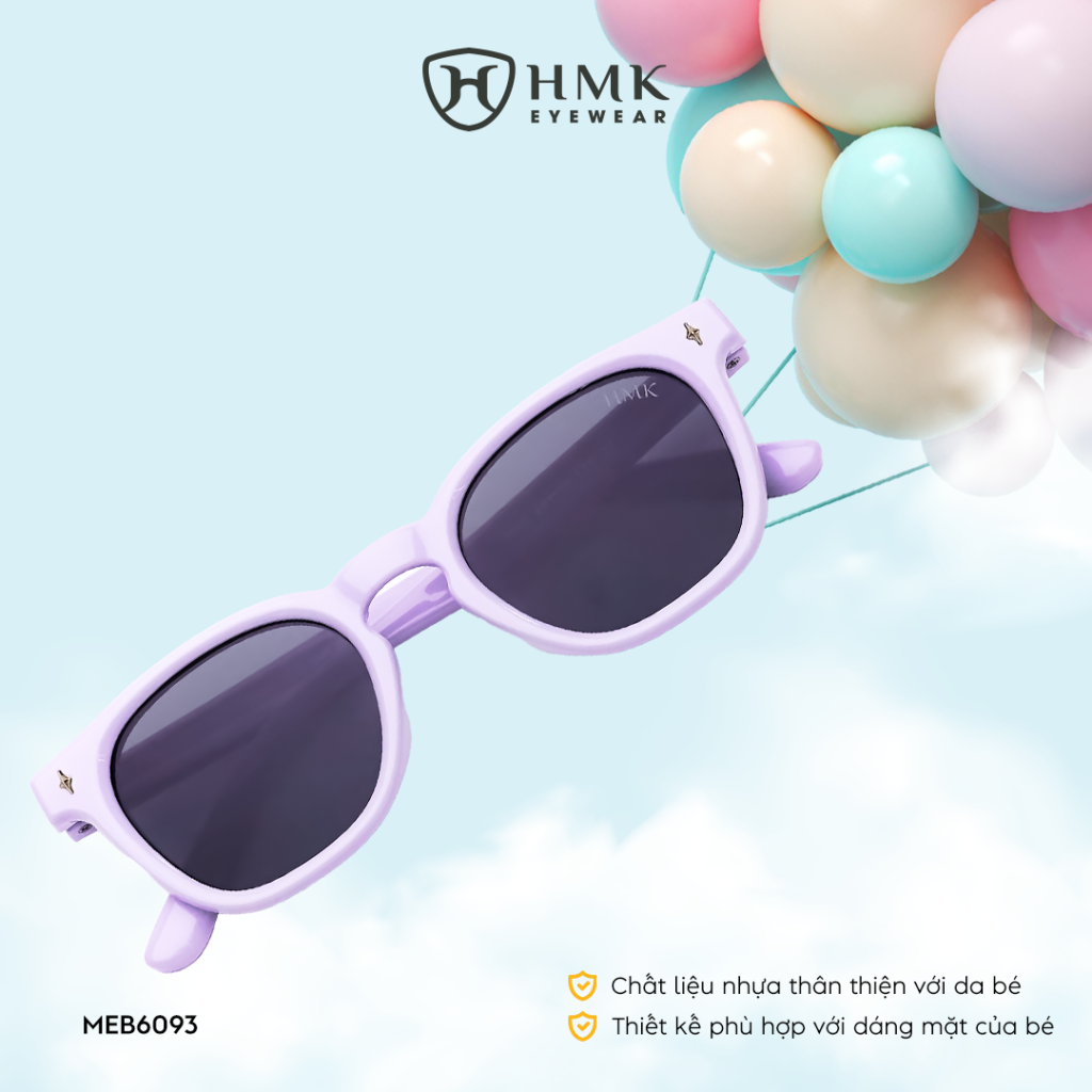 Kính Mát Trẻ Em HMK Eyewear Dáng Vuông Nhựa An Toàn Cho Bé Chống Tia UV Bảo Vệ Mắt Dễ Thương – MEB6093