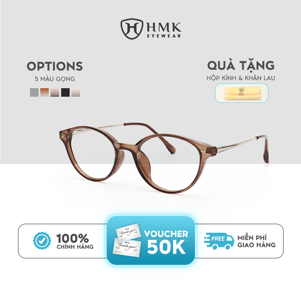 Gọng Kính Nhựa Dẻo Cao Cấp HMK Eyewear Dáng Tròn Thời Trang Nam Nữ Cắt Cận Cao – NKL30319