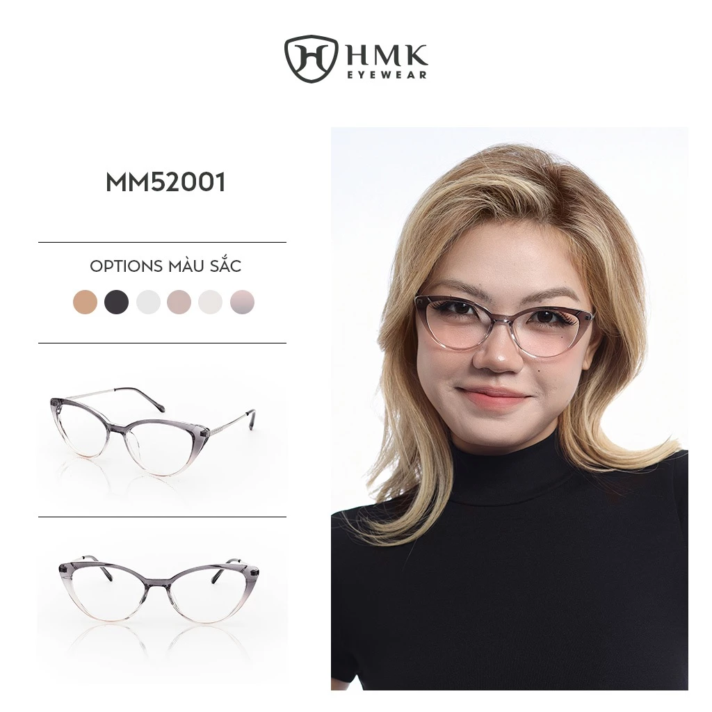 Gọng Kính Mắt Mèo HMK Eyewear Nhựa Kim Loại Cá Tính Thời Trang Nam Nữ – MM52001