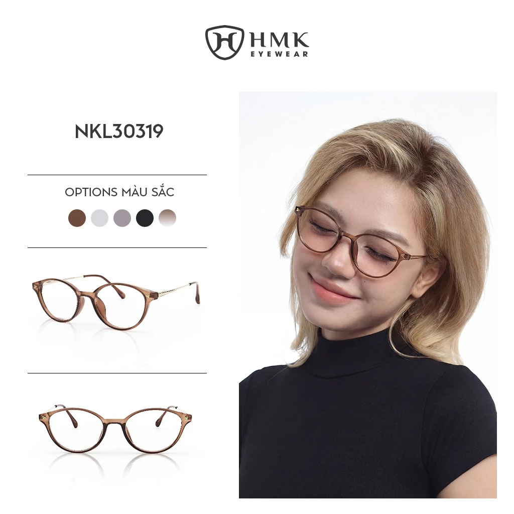 Gọng Kính Nhựa Dẻo Cao Cấp HMK Eyewear Dáng Tròn Thời Trang Nam Nữ Cắt Cận Cao – NKL30319