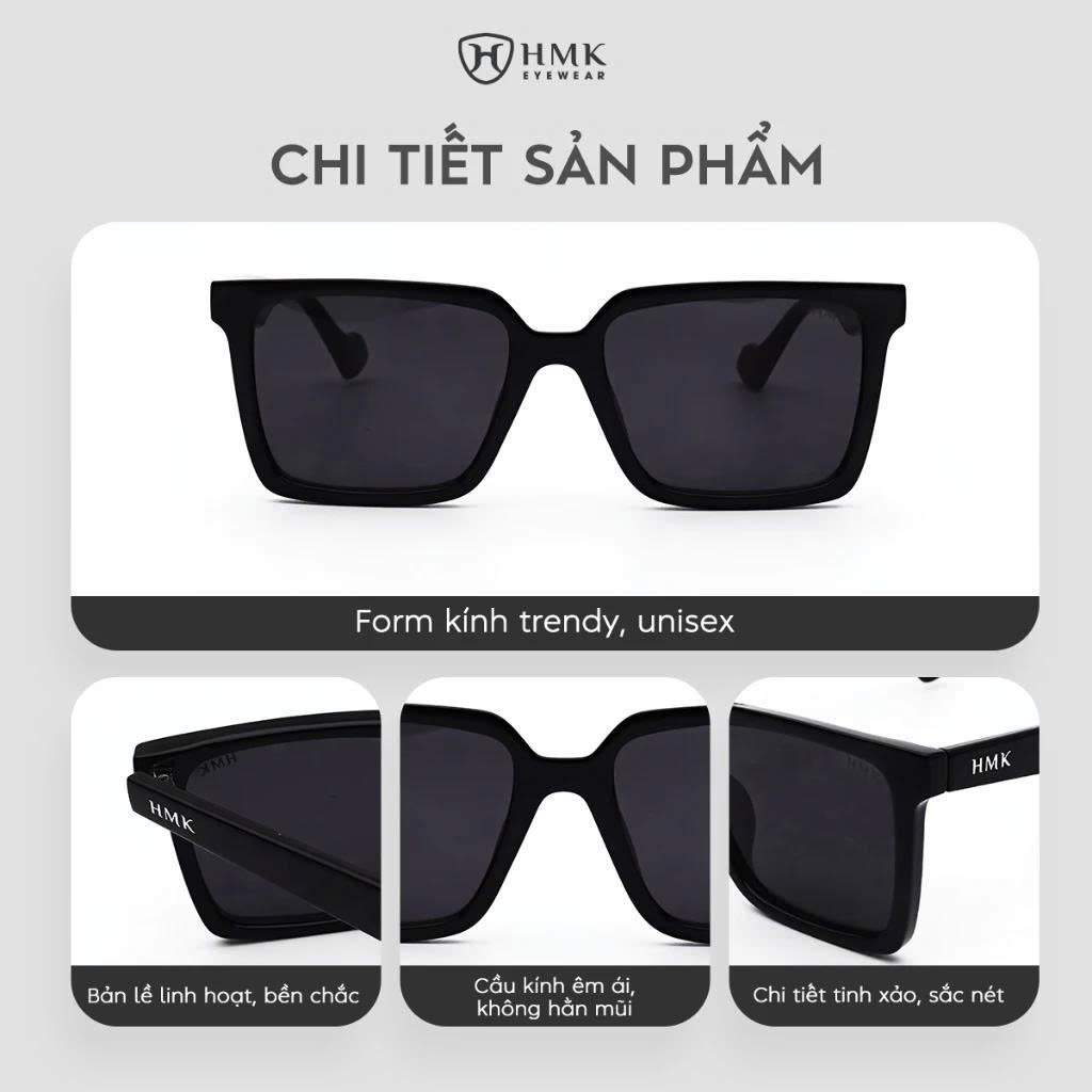 Kính Râm Đen Phụ Kiện Đi Biển HMK Eyewear Thời Trang Thời Thượng Chống Tia UV – KM2272