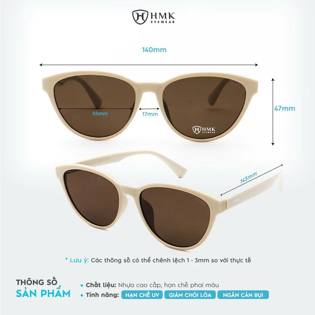 Kính Mát Mắt Mèo Nữ HMK Eyewear Chống Tia UV Tròng Phân Cực Sang Chảnh Phong Cách Thời Thượng – KM9102
