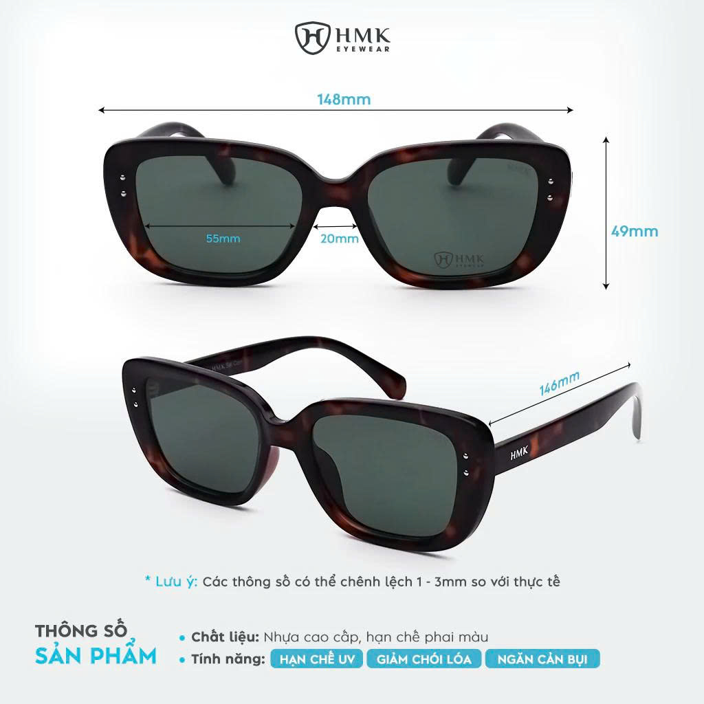 Kính Mát HMK Eyewear Chống Tia UV Tròng Phân Cực Thời Trang Trendy Bảo Vệ Mắt Unisex Nam Nữ – KM9065