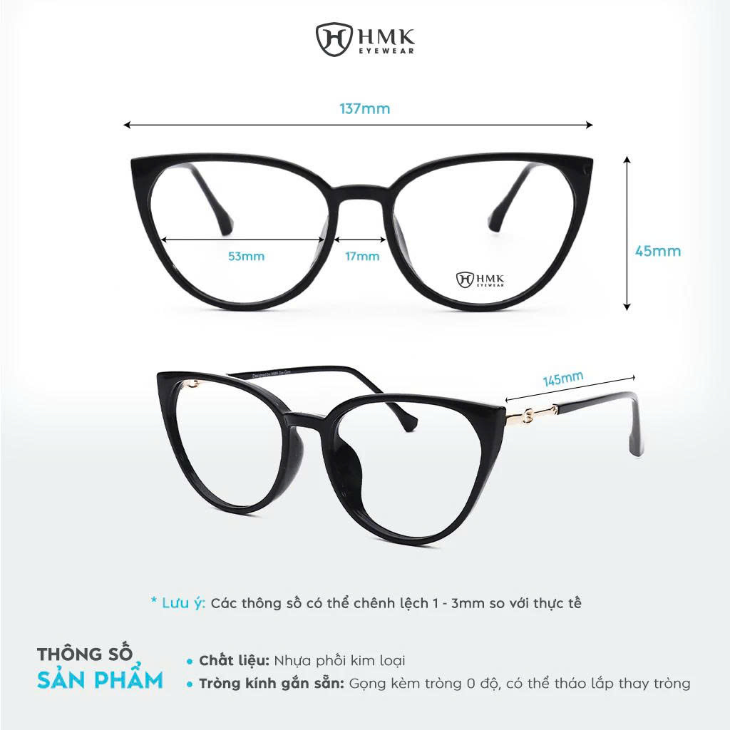 Kính Mắt Mèo Nhựa HMK Eyewear Thời Trang Sang Chảnh Nhiều Màu Dễ Thương – MM30313
