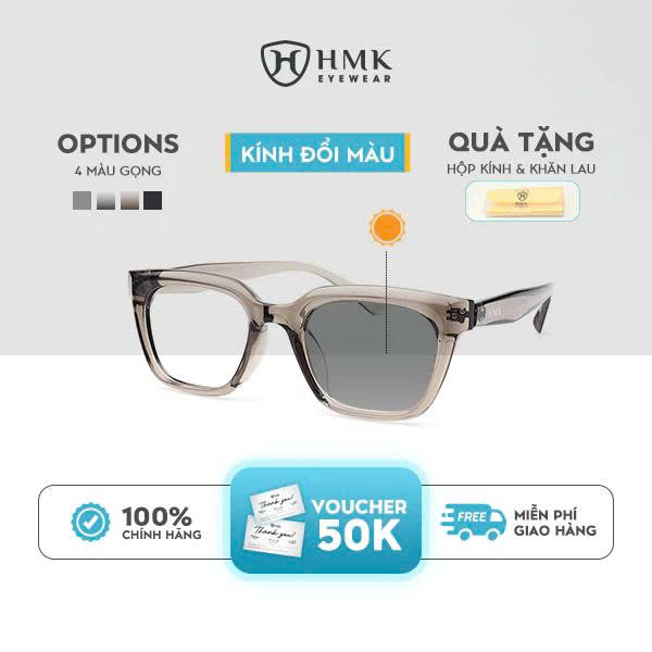 Kính Đổi Màu Khi Ra Nắng HMK Eyewear Mắt Mèo Vuông Thời Trang Unisex Chống tia UV – DM25002