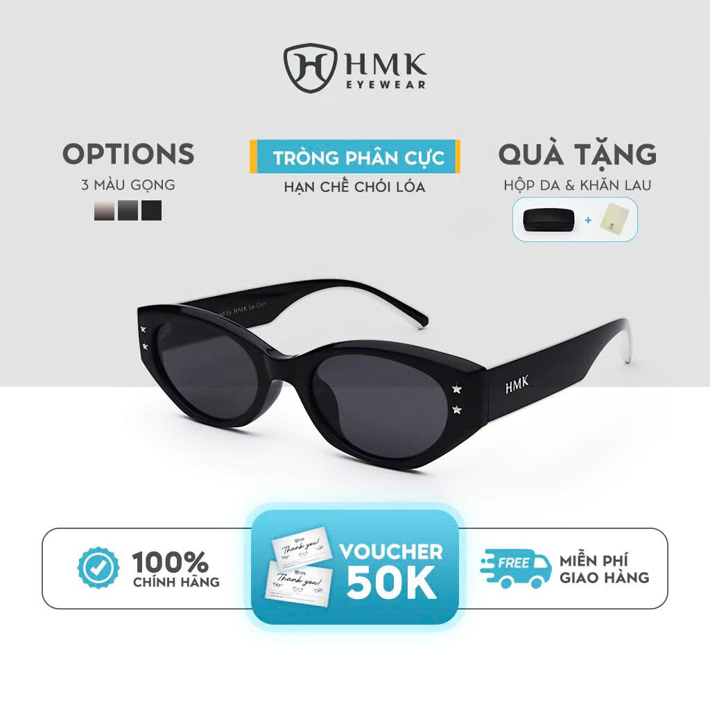 Kính Râm Mắt Mèo HMK Eyewear Tròng Phân Cực Chống UV Thời Trang Trendy Cá Tính Bảo Vệ Mắt – KM9073