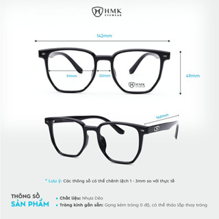 Gọng Kính Cận Vuông Nhựa HMK Eyewear Chắc Chắn Bền Bỉ Thời Trang Unisex Nhiều Màu – GN1322